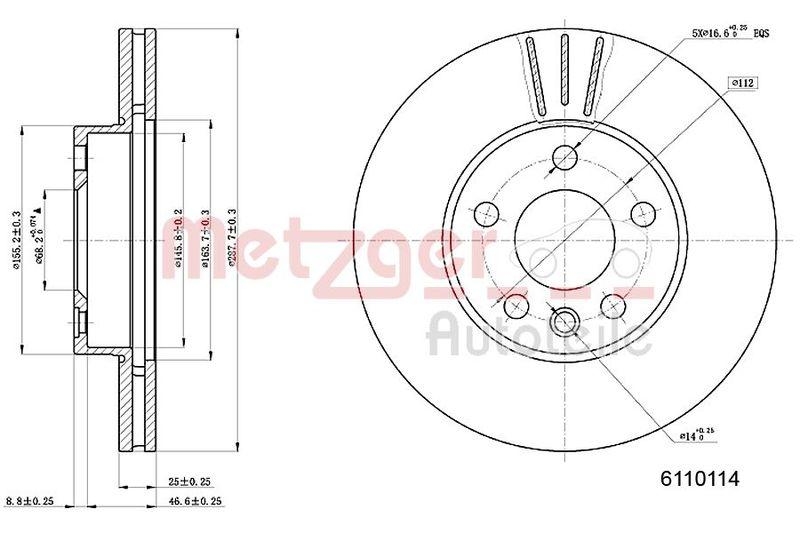 METZGER 6110114 Bremsscheibe Lack/Ks f&uuml;r FORD/SEAT/VW VA
