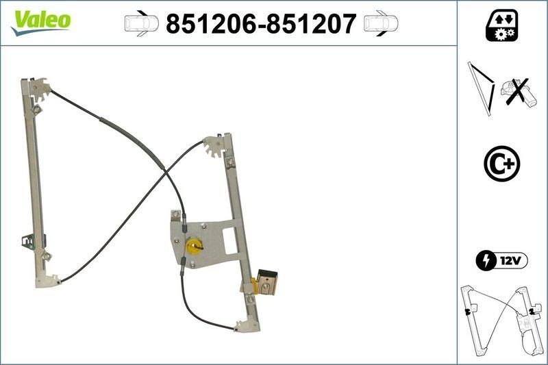 VALEO 851206 Fensterheber (o. Motor) vorne links Peug 208 com