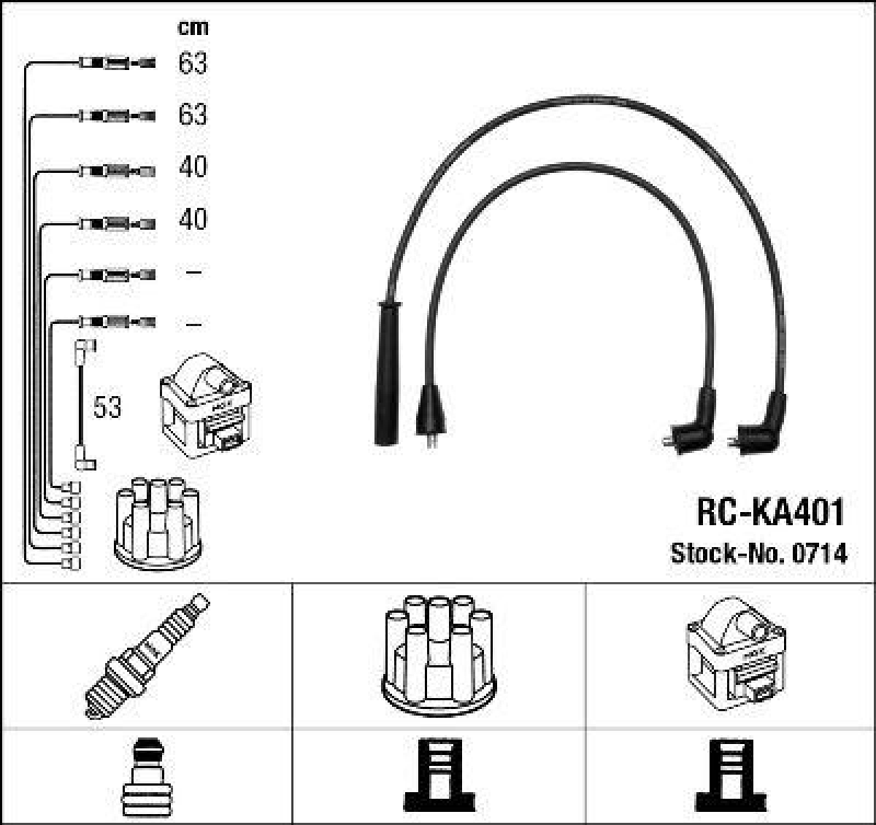 NGK 0714 Z&uuml;ndleitungssatz RC-KA401 |Z&uuml;ndkabel