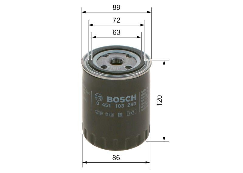 BOSCH 0 451 103 290 Ölfilter P3290 Ø 86mm Höhe 1196mm