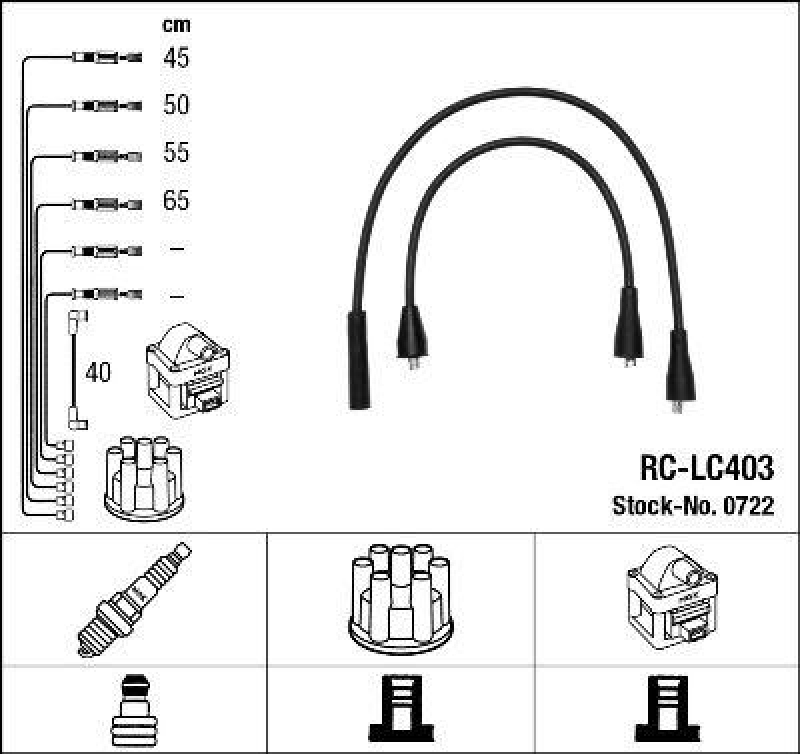 NGK 0722 Z&uuml;ndleitungssatz RC-LC403 |Z&uuml;ndkabel