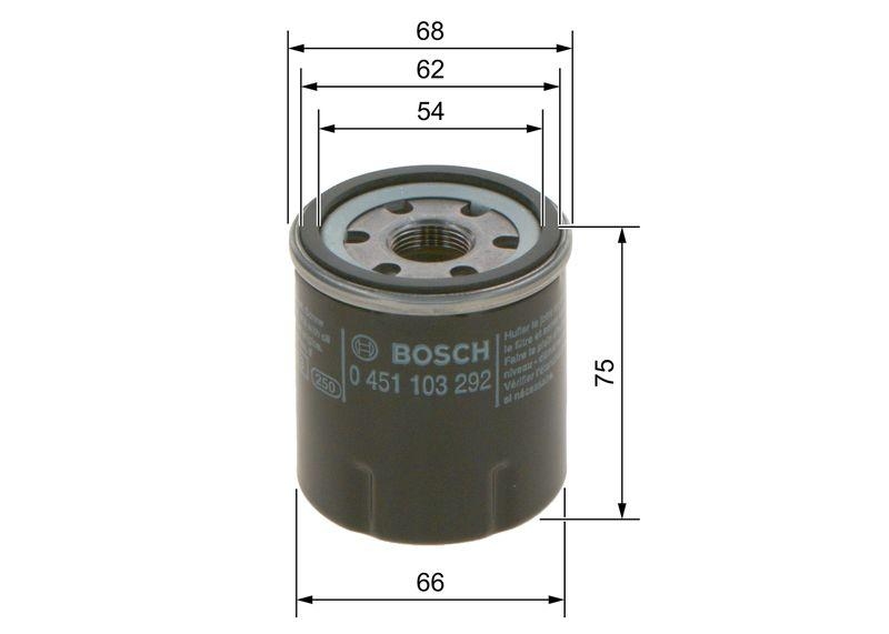 BOSCH 0 451 103 292 Ölfilter P3292 Ø 66mm Höhe 75mm