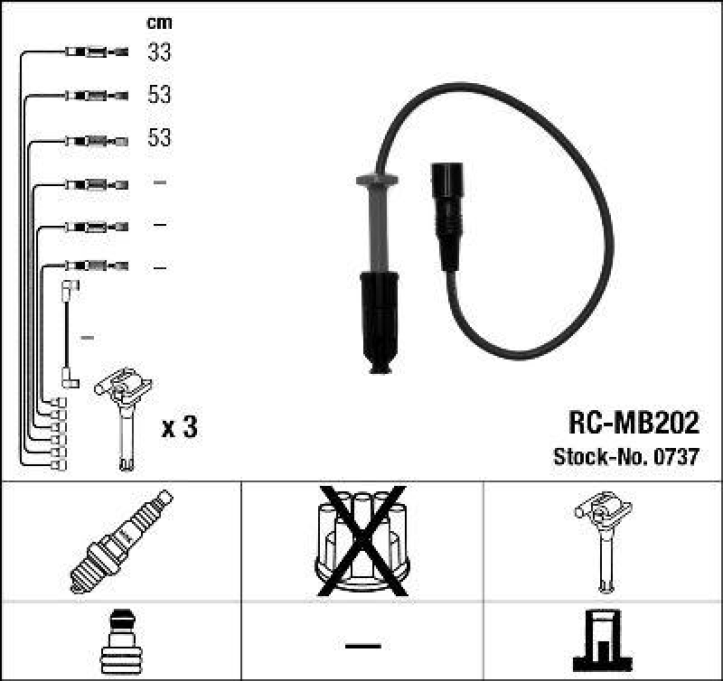 NGK 0737 Z&uuml;ndleitungssatz RC-MB202 |Z&uuml;ndkabel