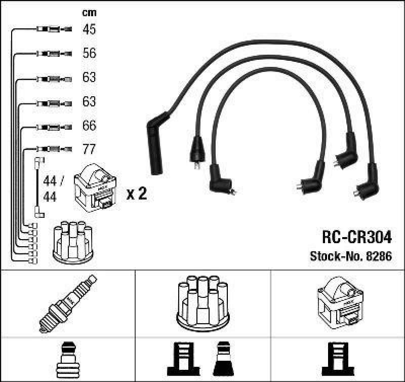 NGK 8286 Z&uuml;ndleitungssatz RC-CR304 |Z&uuml;ndkabel