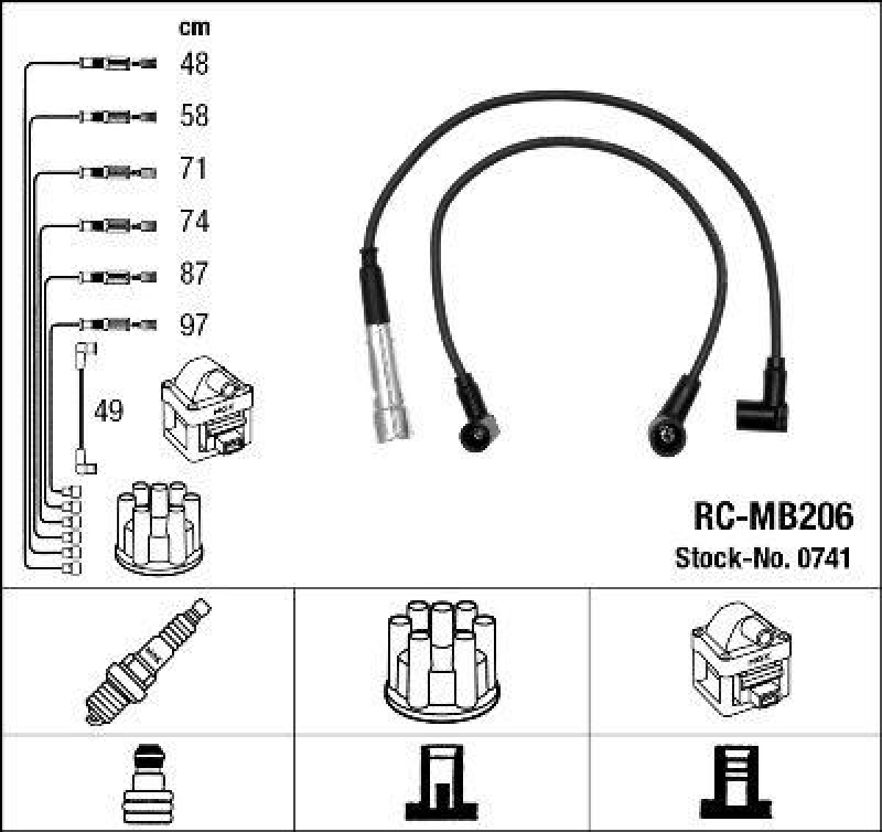 NGK 0741 Z&uuml;ndleitungssatz RC-MB206 |Z&uuml;ndkabel