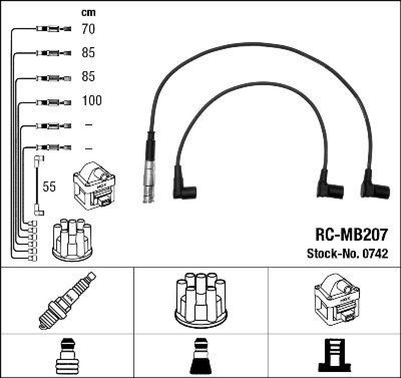 NGK 0742 Z&uuml;ndleitungssatz RC-MB207 |Z&uuml;ndkabel