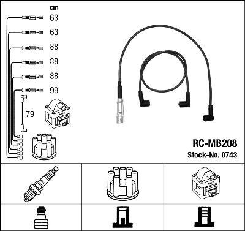 NGK 0743 Z&uuml;ndleitungssatz RC-MB208 |Z&uuml;ndkabel
