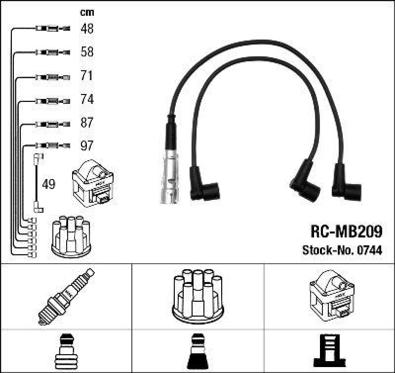 NGK 0744 Zündleitungssatz RC-MB209 |Zündkabel