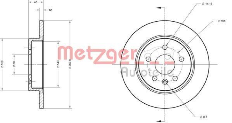 METZGER 6110130 Bremsscheibe Lack/Ks f&uuml;r CHEVROLET/OPEL HA