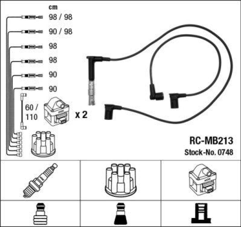 NGK 0748 Z&uuml;ndleitungssatz RC-MB213 |Z&uuml;ndkabel