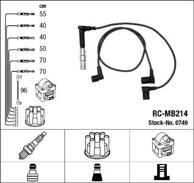 NGK 0749 Z&uuml;ndleitungssatz RC-MB214 |Z&uuml;ndkabel