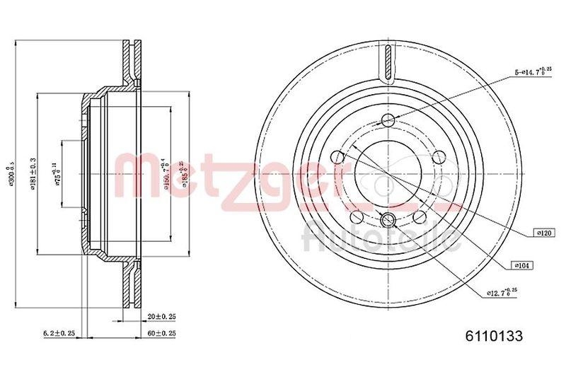METZGER 6110133 Bremsscheibe Lack/Ks f&uuml;r BMW HA