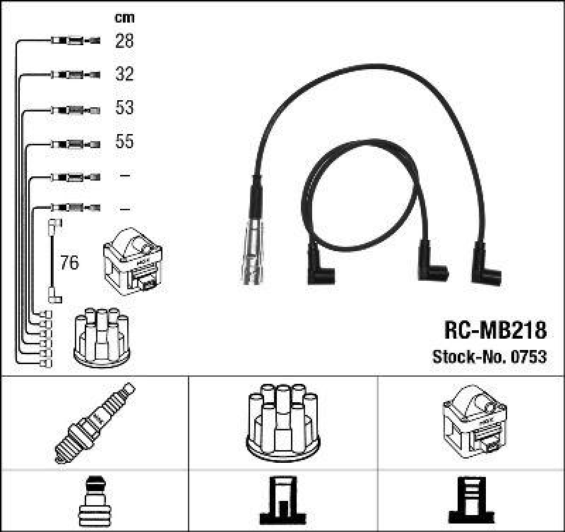 NGK 0753 Z&uuml;ndleitungssatz RC-MB218 |Z&uuml;ndkabel