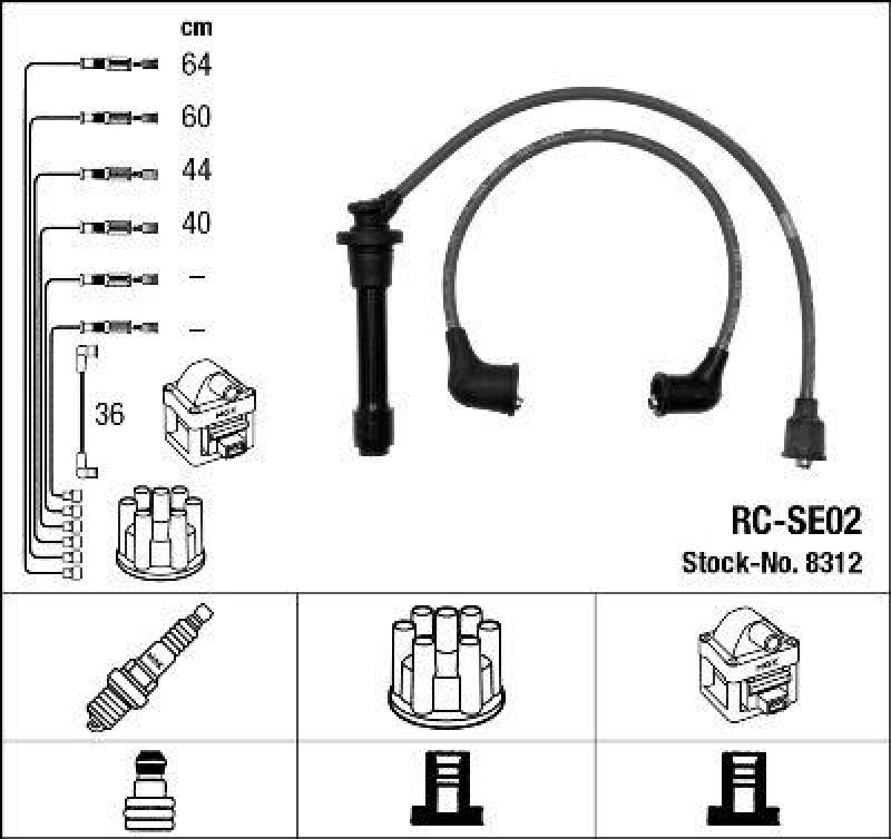 NGK 8312 Z&uuml;ndleitungssatz RC-SE02 |Z&uuml;ndkabel