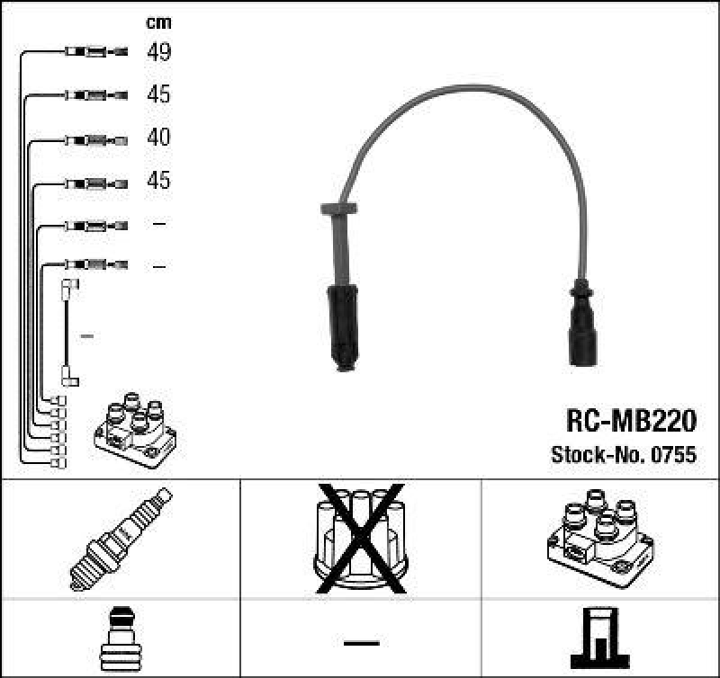NGK 0755 Z&uuml;ndleitungssatz RC-MB220 |Z&uuml;ndkabel