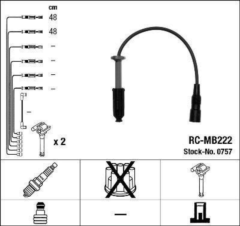NGK 0757 Z&uuml;ndleitungssatz RC-MB222 |Z&uuml;ndkabel
