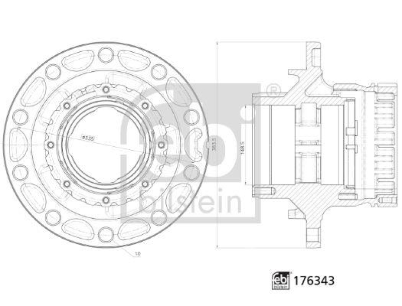 FEBI BILSTEIN 176343 Radnabe ohne Radlager f&uuml;r Volvo