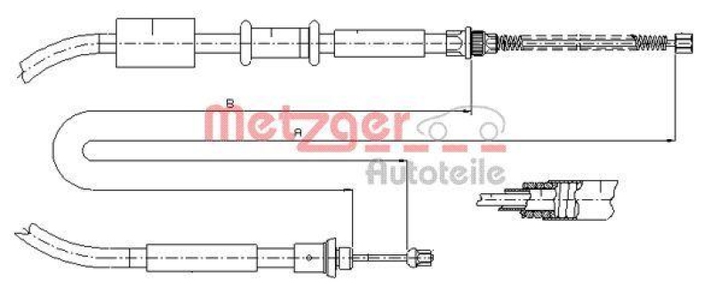 METZGER 1281P1 Seilzug, Feststellbremse f&uuml;r FIAT hinten rechts