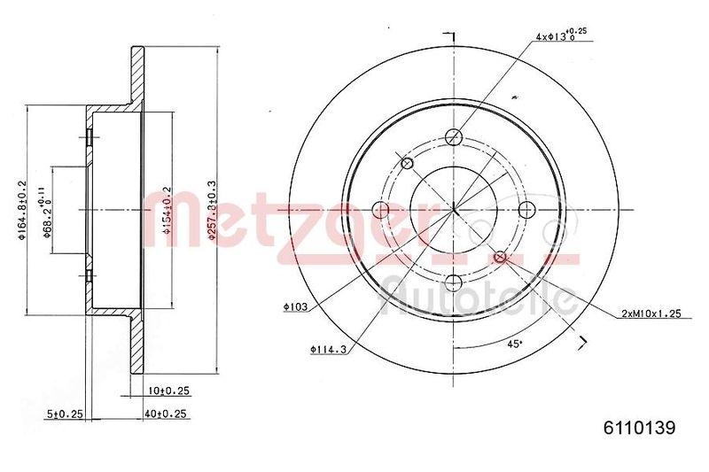 METZGER 6110139 Bremsscheibe Lack/Ks f&uuml;r NISSAN HA