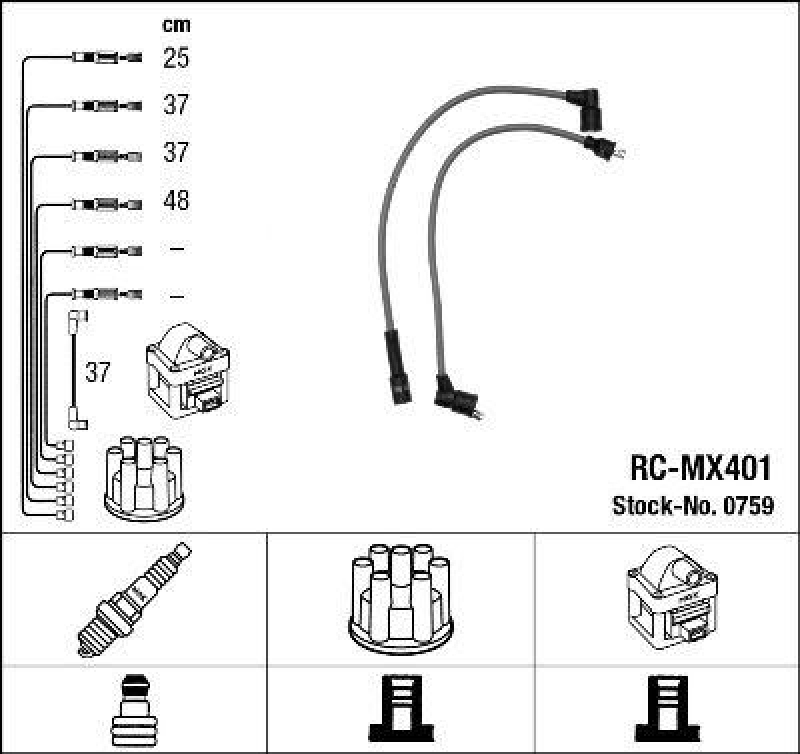 NGK 0759 Z&uuml;ndleitungssatz RC-MX401 |Z&uuml;ndkabel
