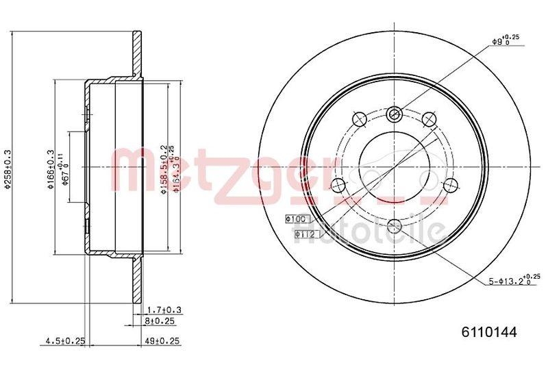 METZGER 6110144 Bremsscheibe Lack/Ks f&uuml;r MB HA