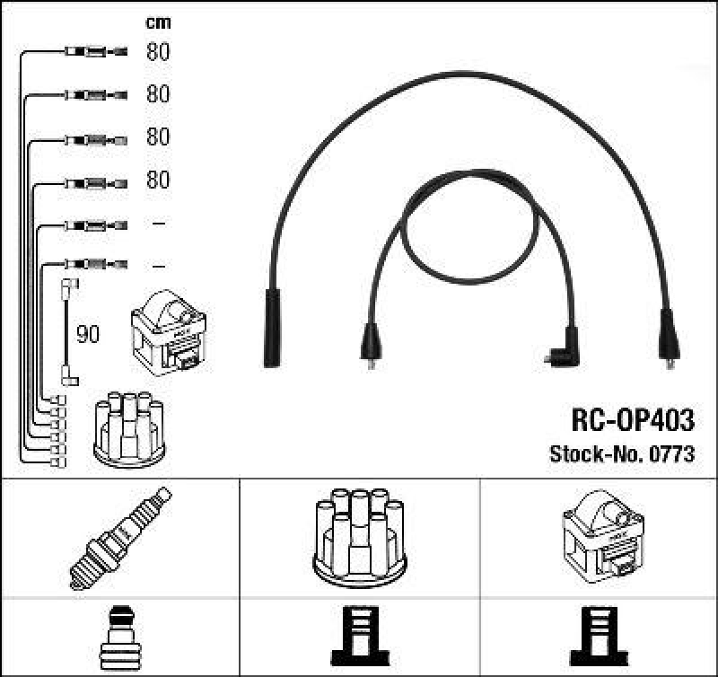 NGK 0773 Z&uuml;ndleitungssatz RC-OP403 |Z&uuml;ndkabel