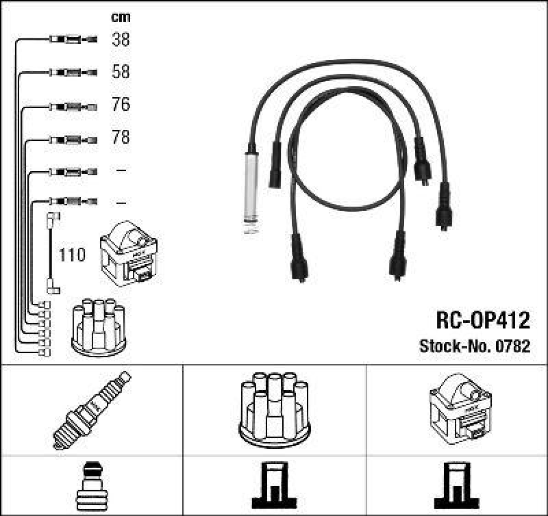 NGK 0782 Z&uuml;ndleitungssatz RC-OP412 |Z&uuml;ndkabel