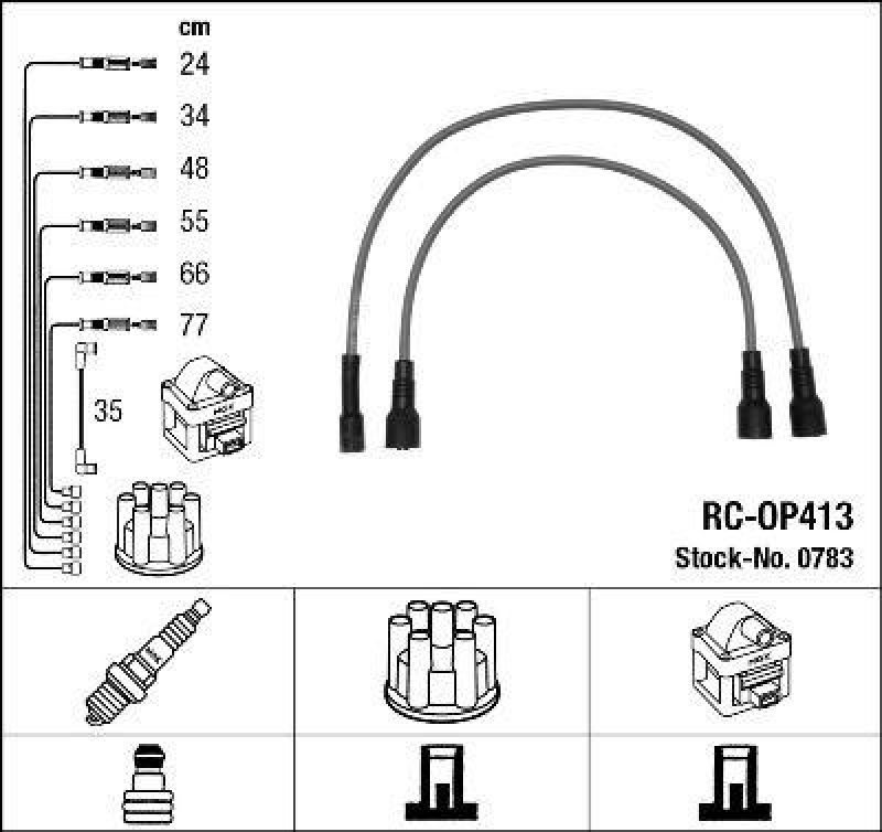 NGK 0783 Z&uuml;ndleitungssatz RC-OP413 |Z&uuml;ndkabel