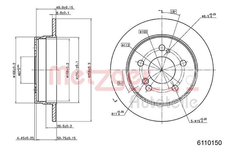 METZGER 6110150 Bremsscheibe Lack/Ks/Ms f&uuml;r MB HA