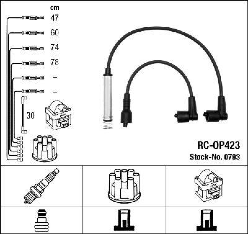 NGK 0793 Z&uuml;ndleitungssatz RC-OP423 |Z&uuml;ndkabel