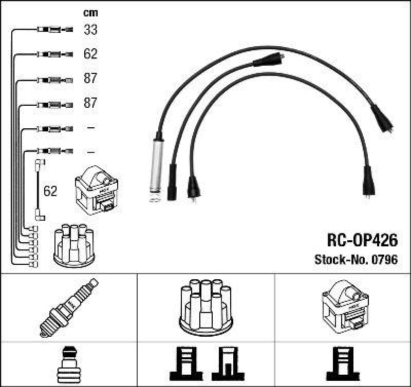 NGK 0796 Zündleitungssatz RC-OP426 |Zündkabel