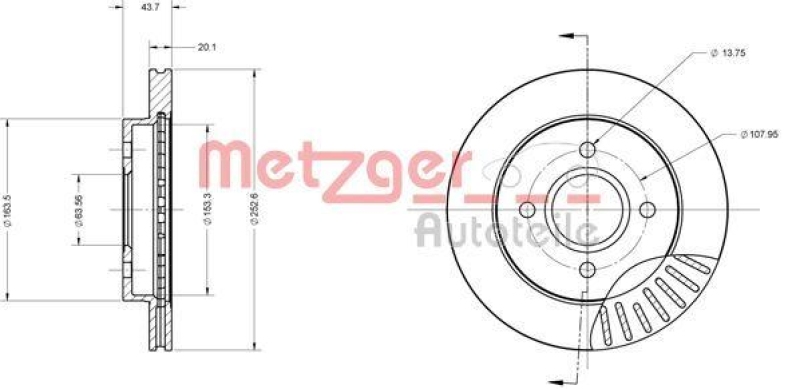 METZGER 6110157 Bremsscheibe Lack/Ks f&uuml;r FORD HA