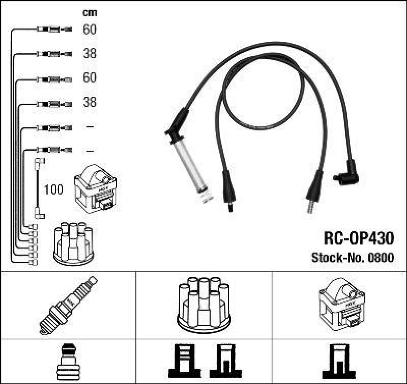 NGK 0800 Z&uuml;ndleitungssatz RC-OP430 |Z&uuml;ndkabel