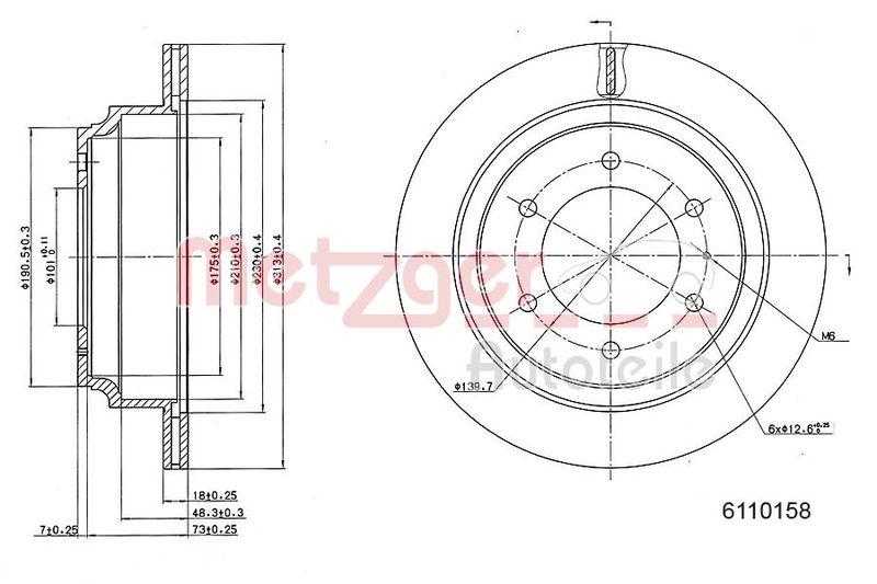 METZGER 6110158 Bremsscheibe Lack/Ks f&uuml;r ISUZU/OPEL HA