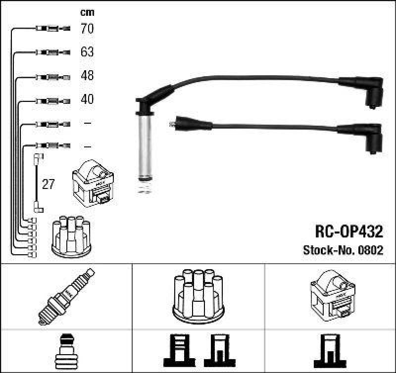 NGK 0802 Z&uuml;ndleitungssatz RC-OP432 |Z&uuml;ndkabel