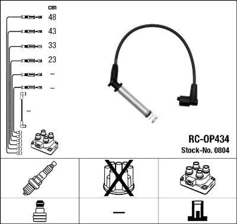 NGK 0804 Z&uuml;ndleitungssatz RC-OP434 |Z&uuml;ndkabel