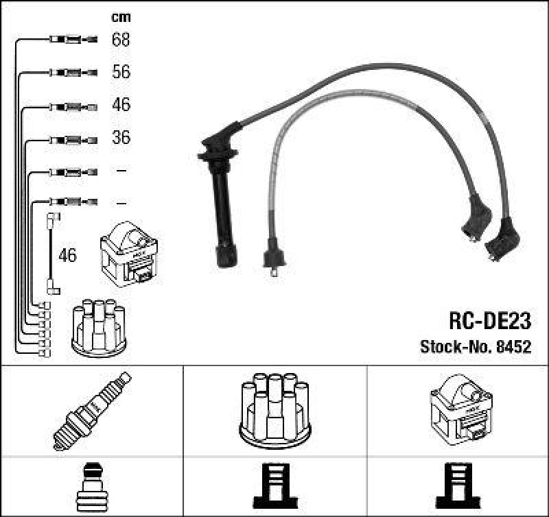 NGK 8452 Z&uuml;ndleitungssatz RC-DE23 |Z&uuml;ndkabel