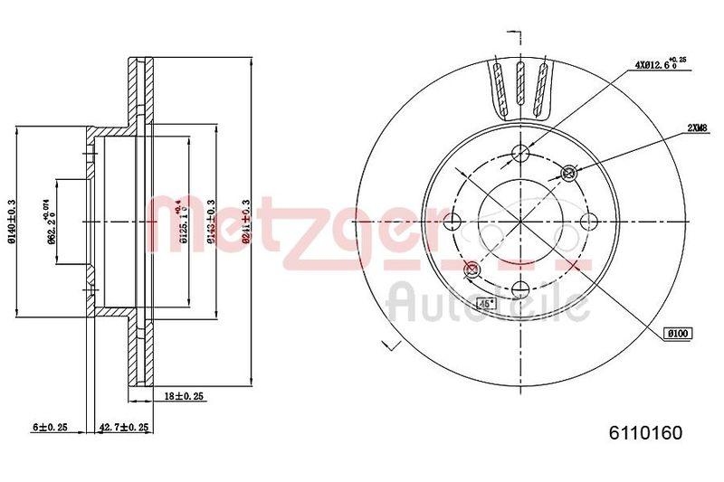 METZGER 6110160 Bremsscheibe Lack/Ks f&uuml;r KIA VA