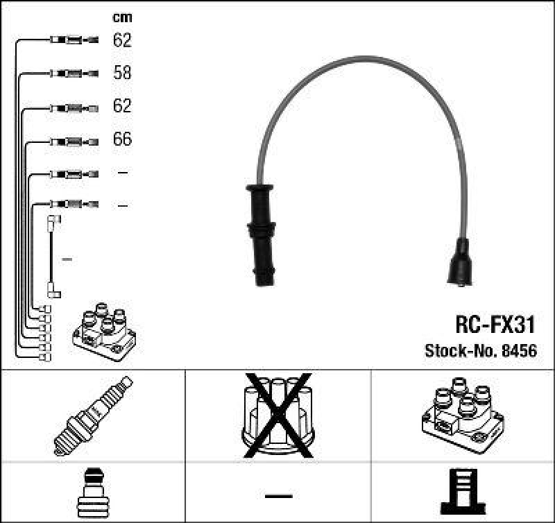 NGK 8456 Z&uuml;ndleitungssatz RC-FX31 |Z&uuml;ndkabel