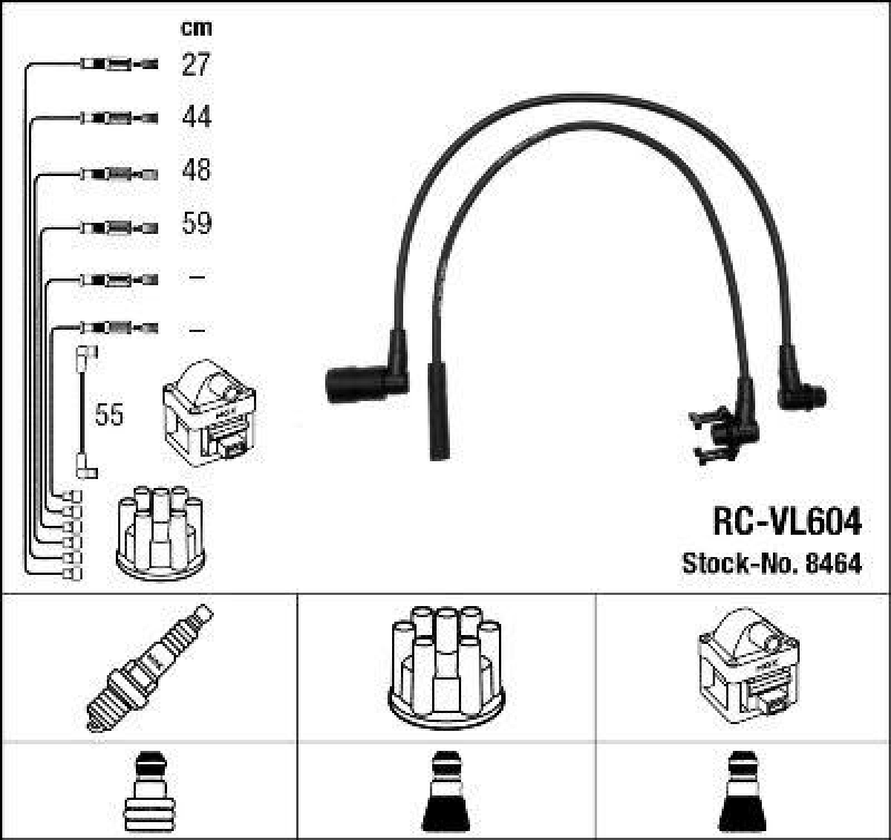 NGK 8464 Z&uuml;ndleitungssatz RC-VL604 |Z&uuml;ndkabel