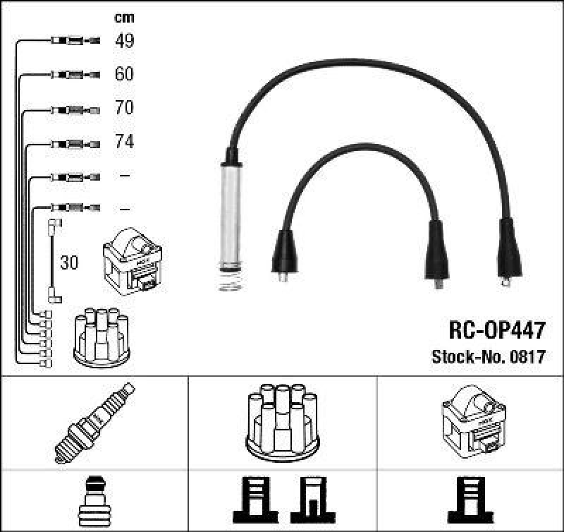 NGK 0817 Z&uuml;ndleitungssatz RC-OP447 |Z&uuml;ndkabel