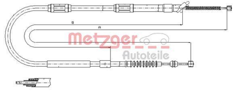 METZGER 17.1041 Seilzug, Feststellbremse f&uuml;r TOYOTA hinten links