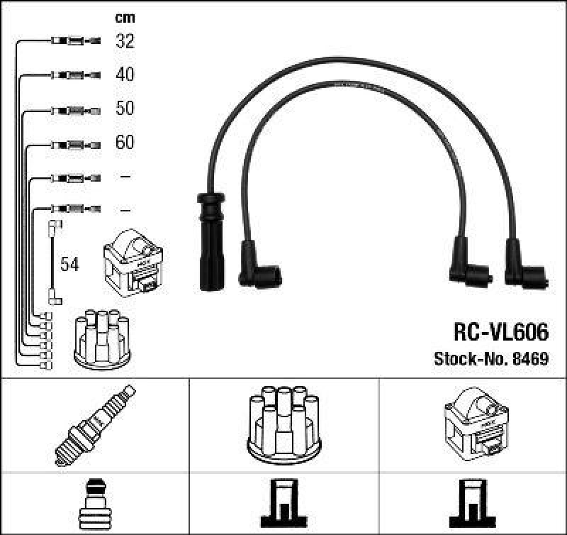 NGK 8469 Z&uuml;ndleitungssatz RC-VL606 |Z&uuml;ndkabel