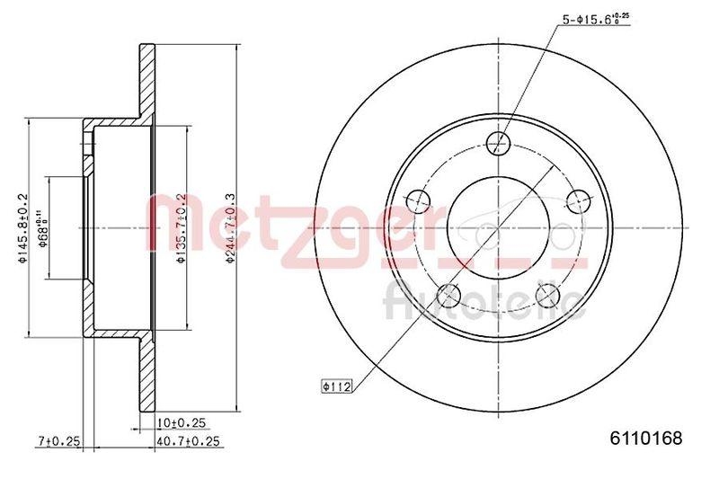 METZGER 6110168 Bremsscheibe Lack/Ks f&uuml;r AUDI HA