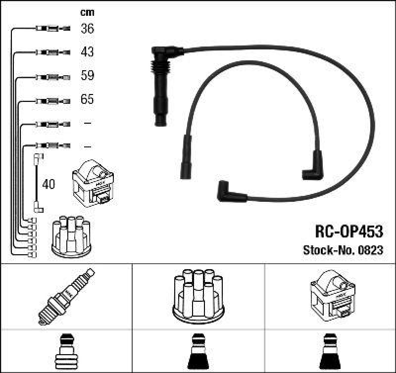 NGK 0823 Z&uuml;ndleitungssatz RC-OP453 |Z&uuml;ndkabel