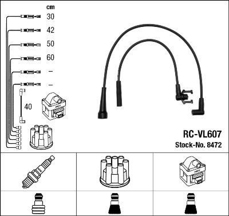 NGK 8472 Z&uuml;ndleitungssatz RC-VL607 |Z&uuml;ndkabel