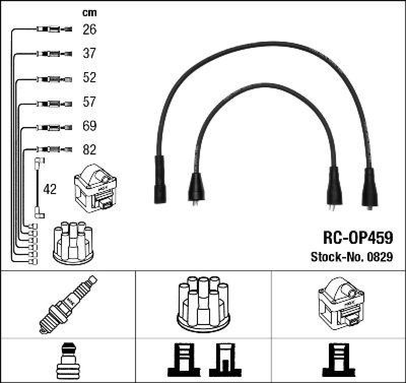 NGK 0829 Zündleitungssatz RC-OP459 |Zündkabel