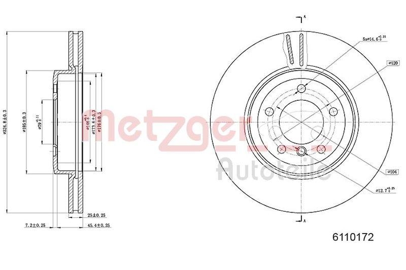 METZGER 6110172 Bremsscheibe Lack/Ks/Ms/Hc f&uuml;r BMW VA