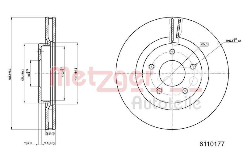 METZGER 6110177 Bremsscheibe Lack/Ks f&uuml;r NISSAN VA