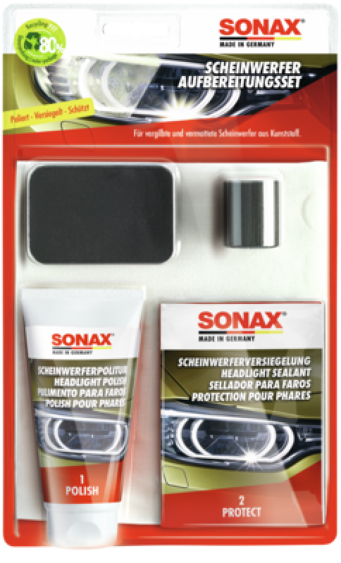SONAX 04059410 Scheinwerfer Aufbereitungsset 85ml